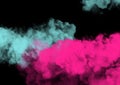 Smoke isolated on a black background. Blue and pink clouds template. Background from the smoke of vape Royalty Free Stock Photo