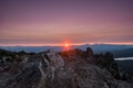 Clouds Light Purple Above Sunburst on Paulina Peak