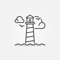 Clouds and Lighthouse thin line vector concept icon or sign Royalty Free Stock Photo