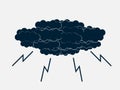 Clouds with lightning thunderstorm. Vector