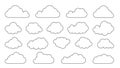 Clouds line art icon. Databases networking software image cloud and synoptics concept. Vector Royalty Free Stock Photo