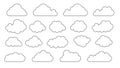 Clouds line art icon. Databases networking software image cloud and synoptics concept. Vector