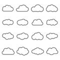 Clouds line art icon isolated on white background. Storage solution element, databases, networking, software image