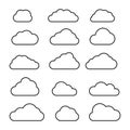 Clouds line art icon. Storage solution element, databases, networking, software image, cloud and meteorology concept. Vector line