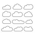 Clouds line art icon. Storage solution element, databases, networking, software image, cloud and meteorology concept. Vector line