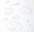Clouds line art icon. Storage solution element, databases, networking, software image. Vector line art illustration isolated on Royalty Free Stock Photo
