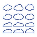 Clouds line art vector icon. Storage solution element, databases, networking, software image, cloud and meteorology concept. Royalty Free Stock Photo