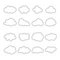 clouds lined set. good weather abstract stylized symbols in flat style. Vector templates of puffy clouds isolated