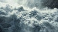 Clouds of mist rise up from the turbulent waters ped inside the dam a captivating display of its power