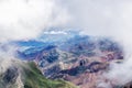 Clouds and mist uper the mountains in Zizhu temple scenic spot