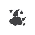 Clouds moon stars vector icon Royalty Free Stock Photo