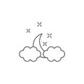 Clouds moon stars vector icon, isolated on white background Royalty Free Stock Photo