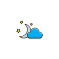 Clouds moon stars vector icon, isolated on white background Royalty Free Stock Photo