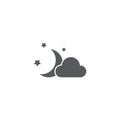 Clouds moon stars vector icon, isolated on white background Royalty Free Stock Photo