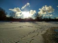 Winter clouds morning sun sky Estland Royalty Free Stock Photo