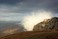 Clouds on the mountain Demerdji. Royalty Free Stock Photo