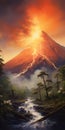 Mysterious Jungle: A Stunning Sunset Over The Majestic Mountain