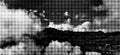 Clouds on mountains in dot pattern style