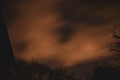 Clouds moving quickly over a dramatic night sky behind trees Royalty Free Stock Photo