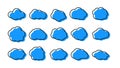 Clouds neon icons set. Blue cloud, simple trendy bubbles design. Decorative creative vector art elements. Line and Royalty Free Stock Photo