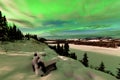 Clouds and Northern Lights over Lake Laberge Yukon Royalty Free Stock Photo