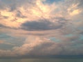 Clouds on Ocean Skyline during Sunset at South Beach, Miami. Royalty Free Stock Photo