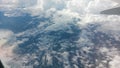 Clouds outside airplane window Royalty Free Stock Photo