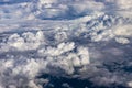 Clouds outside the airplane window. White clouds, Royalty Free Stock Photo