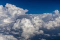 Clouds outside the airplane window. White clouds, Royalty Free Stock Photo