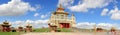 Clouds over the Buddhist temple. Golden Abode of Buddha Shakyamuni in Elista, Republic of Kalmykia, Russia on April 20, 2015