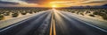 clouds over the desert road at sunset Royalty Free Stock Photo