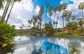 Clouds over Echo Park lake in Los Angeles Royalty Free Stock Photo