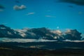 Clouds over the hills at the Tatacoa Desert, Colombia during the sunset