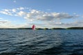 Clouds over the lake in the sun.