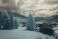 Clouds over landscape in infrared Royalty Free Stock Photo
