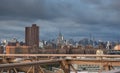 Clouds over Manhattan. View from Brooklyn Bridge to Empire States