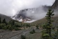 Clouds over Mount Edith Cavell in Canadian Rockies