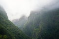 clouds over mountain ravines with Laurisilva forest in Madeira Royalty Free Stock Photo