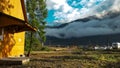 Clouds over a mountain valley