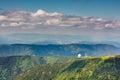 Clouds over the mountains. Observatory.