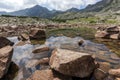 Clouds over Musala peak and Musalenski lakes, Rila mountain Royalty Free Stock Photo