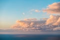Clouds over ocean, evening sky above ocean horizon Royalty Free Stock Photo
