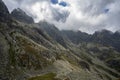 Clouds over the peaks of the High Tatras. View of the Kozia Valley. Poland