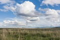 Clouds over the plain near Mongolia. Tyva. Steppe. Sunny summer day Royalty Free Stock Photo