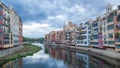 Clouds over the river Onyar in Girona