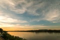 Clouds over river in sunrise time, Mae Khong river in Thailand