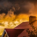 Clouds over the roof Royalty Free Stock Photo