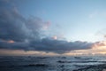 Clouds over the sea at Sunrise, Cullercoats Bay. Tyneside.