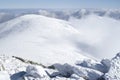 Clouds over snow winter mountain, Bulgaria Royalty Free Stock Photo