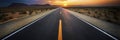 clouds over straight desert road at sunset Royalty Free Stock Photo